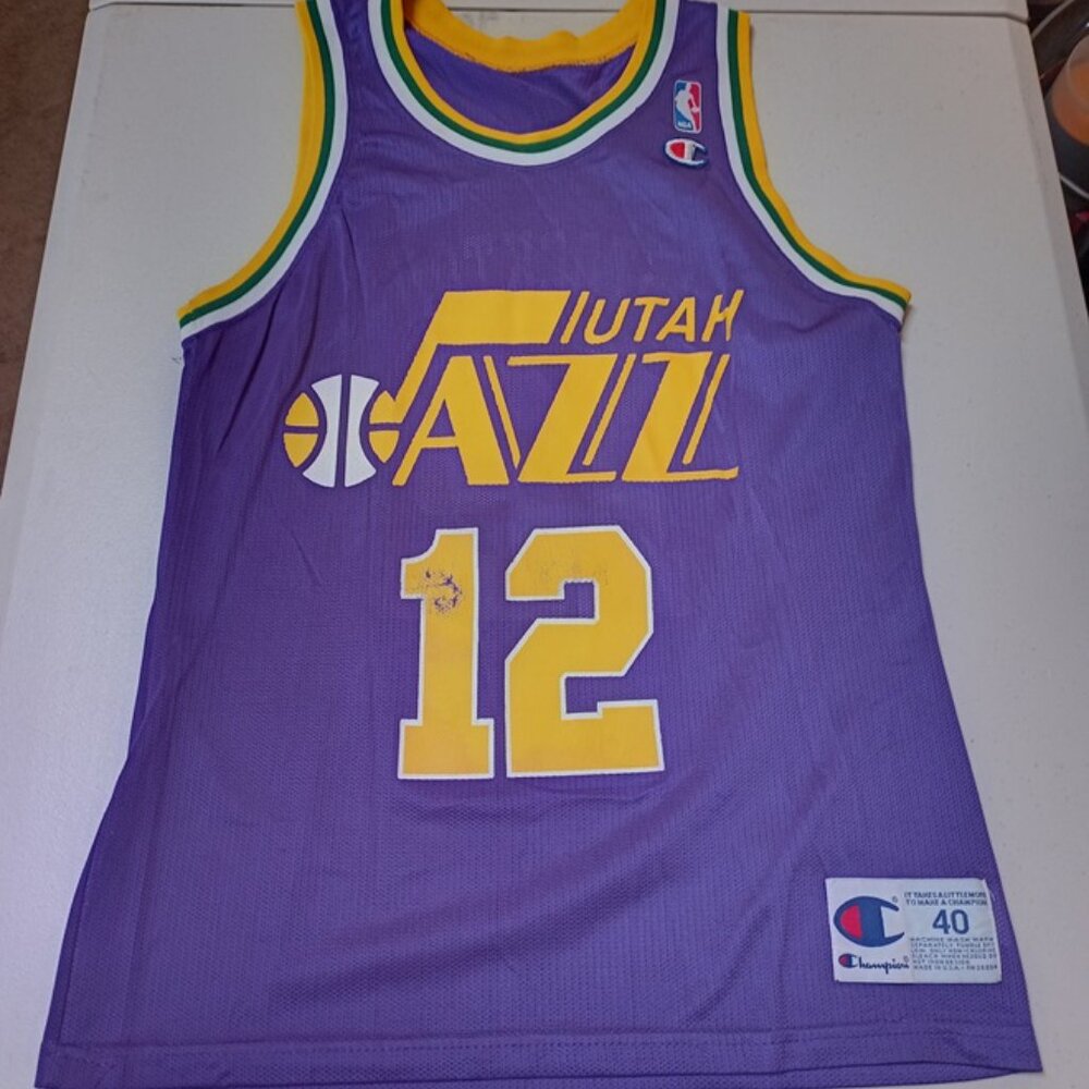 Champion John Stockton Utah Jazz NBA Basketball Jersey Adult Medium 40